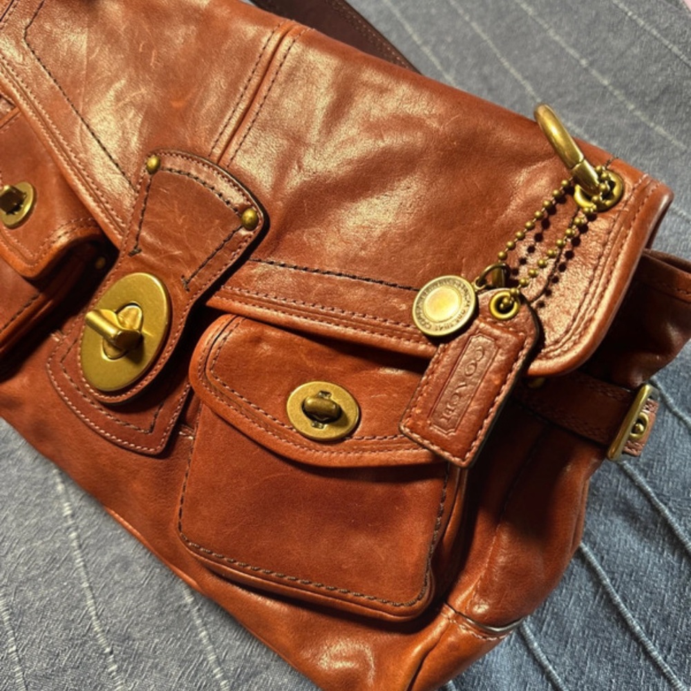 Vintage Coach 65th anniversary legacy Leigh cognac leather satchel - Picture 3 of 15